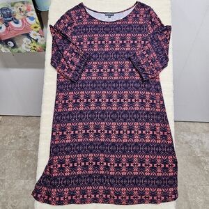 Market & Spruce Casual Dress XL Maeby Abstract Bohemian Stretchy Jersey Colorful